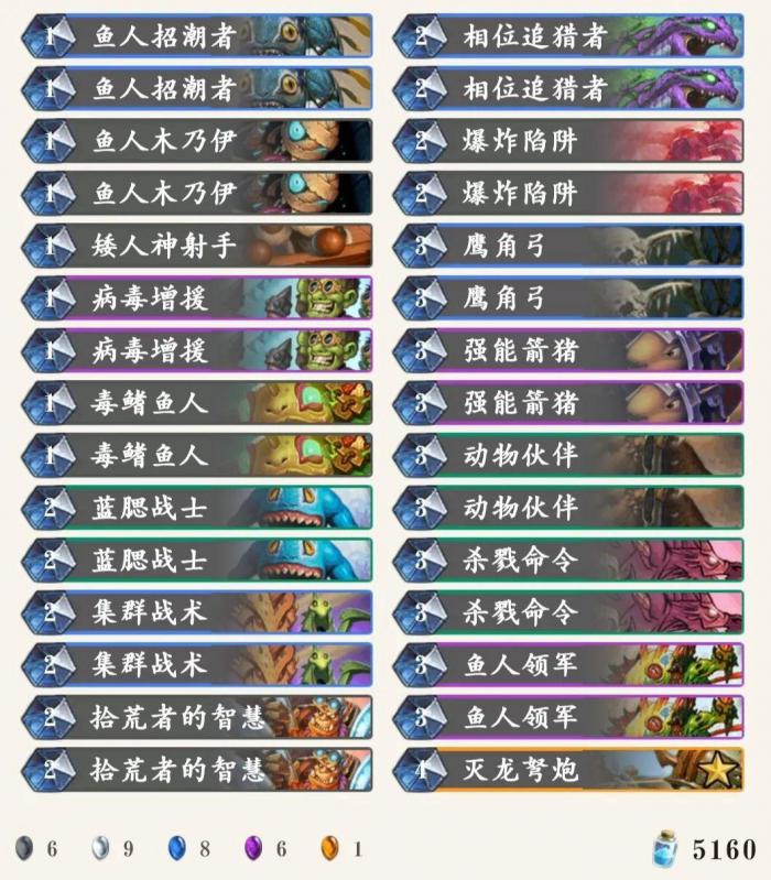 《炉石传说》外域的灰烬标准鱼人猎卡组构筑1